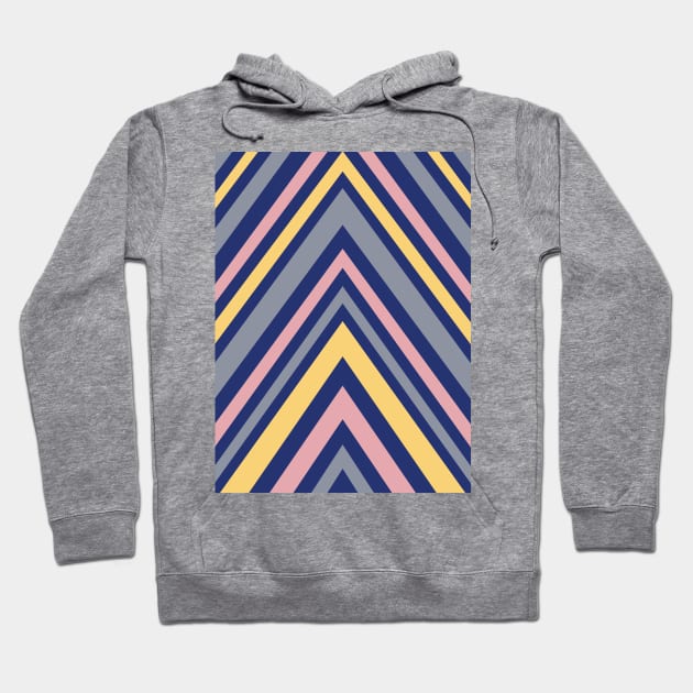 Chevron Pattern in Grey, Navy Blue, Pink and Yellow Hoodie by OneThreeSix